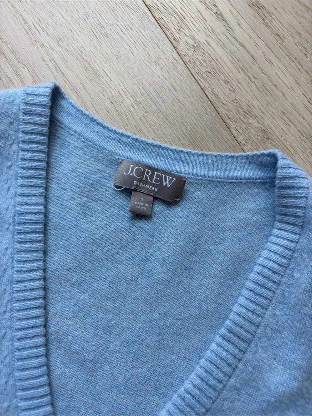 J. Crew Light Blue V-Neck Cashmere Sweater Vest